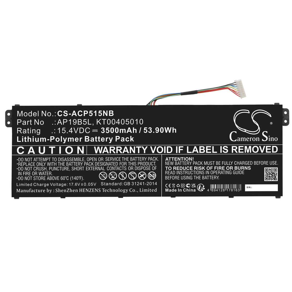 15.4v, Li-ion, 3500mah, Battery Fits Acer, A515-43-r19l, Aspire 5 A515-43, 53.90wh Notebook, Laptop Cameron Sino Technology Limited