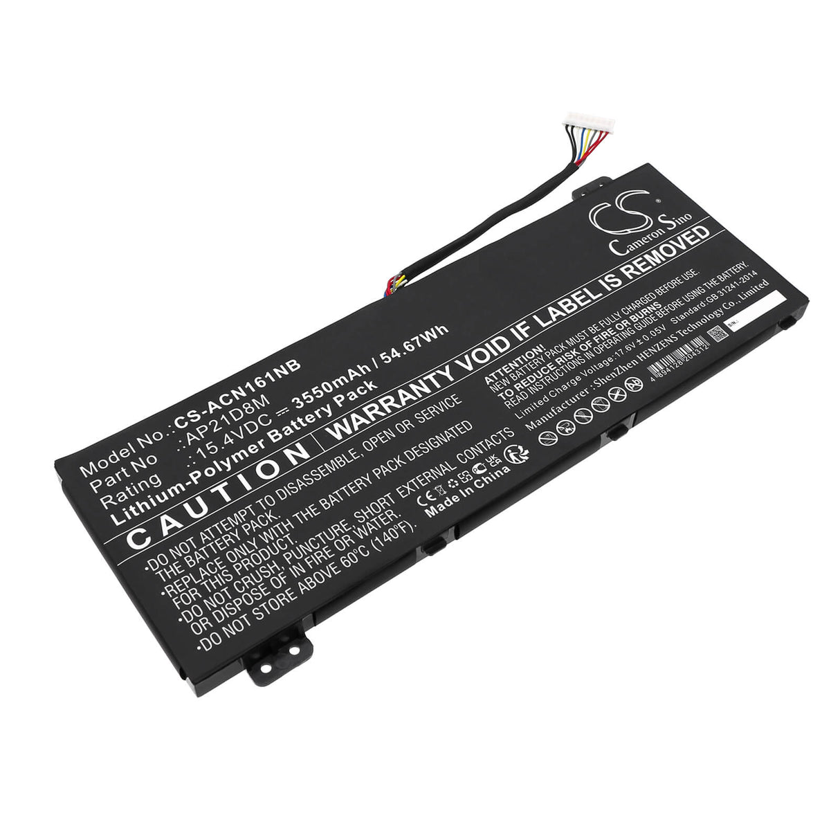 15.4v, Li-ion, 3550mah, Notebook battery Fits Acer An515-47, An515-58, 54.67wh Notebook, Laptop Cameron Sino Technology Limited