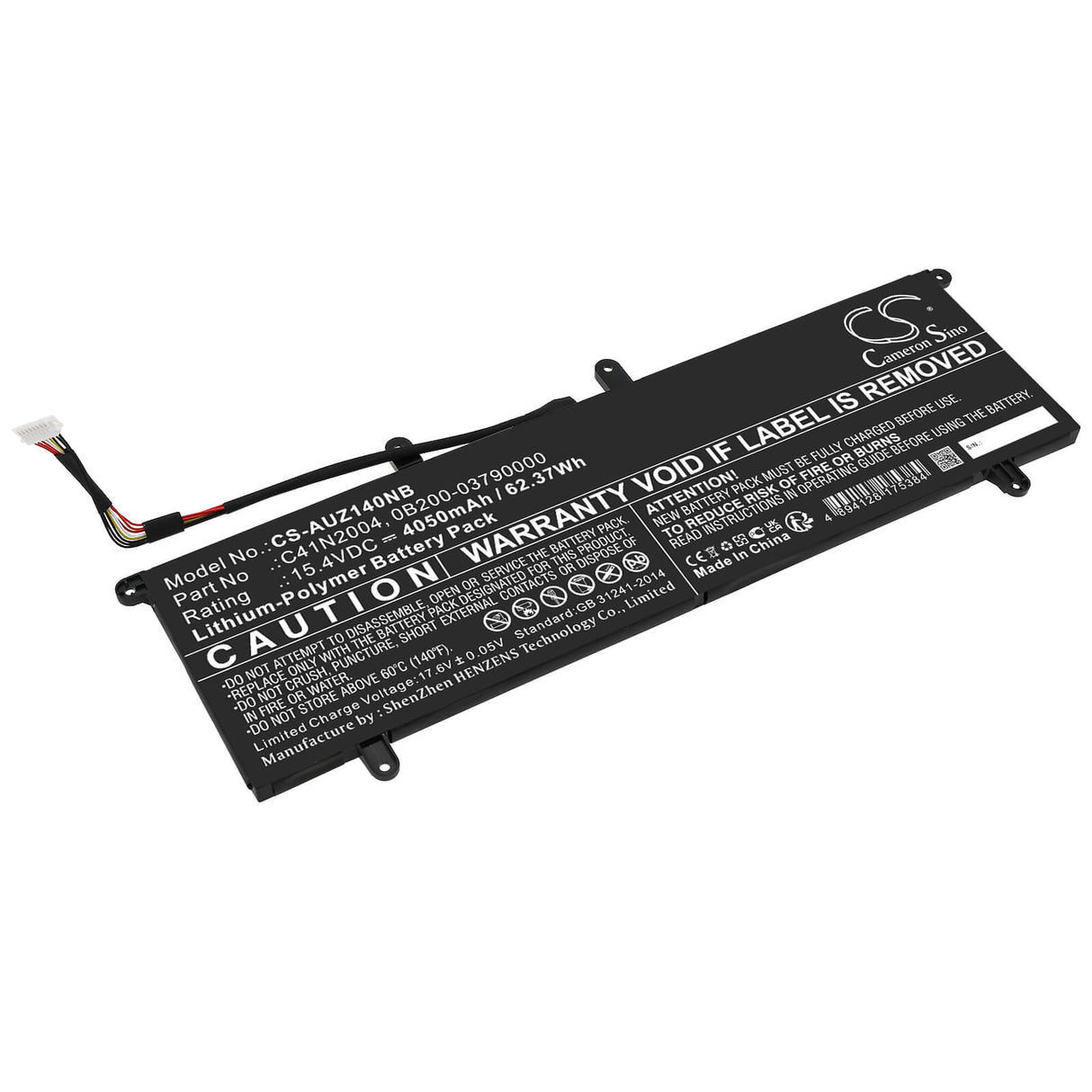 15.4v, Li-ion, 4050mah, Battery Fits Asus, Zenbook Duo 14 Ux482, Zenbook Duo 14 Ux482ea, 62.37wh Notebook, Laptop Cameron Sino Technology Limited