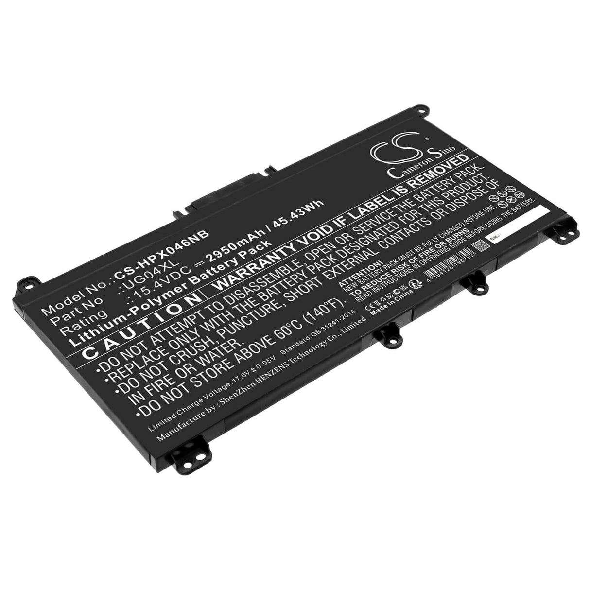 15.4v, Li-polymer, 2950mah, Battery Fits Hp, 996qa166h, Hstnn-ib9b, 45.43wh Notebook, Laptop Cameron Sino Technology Limited