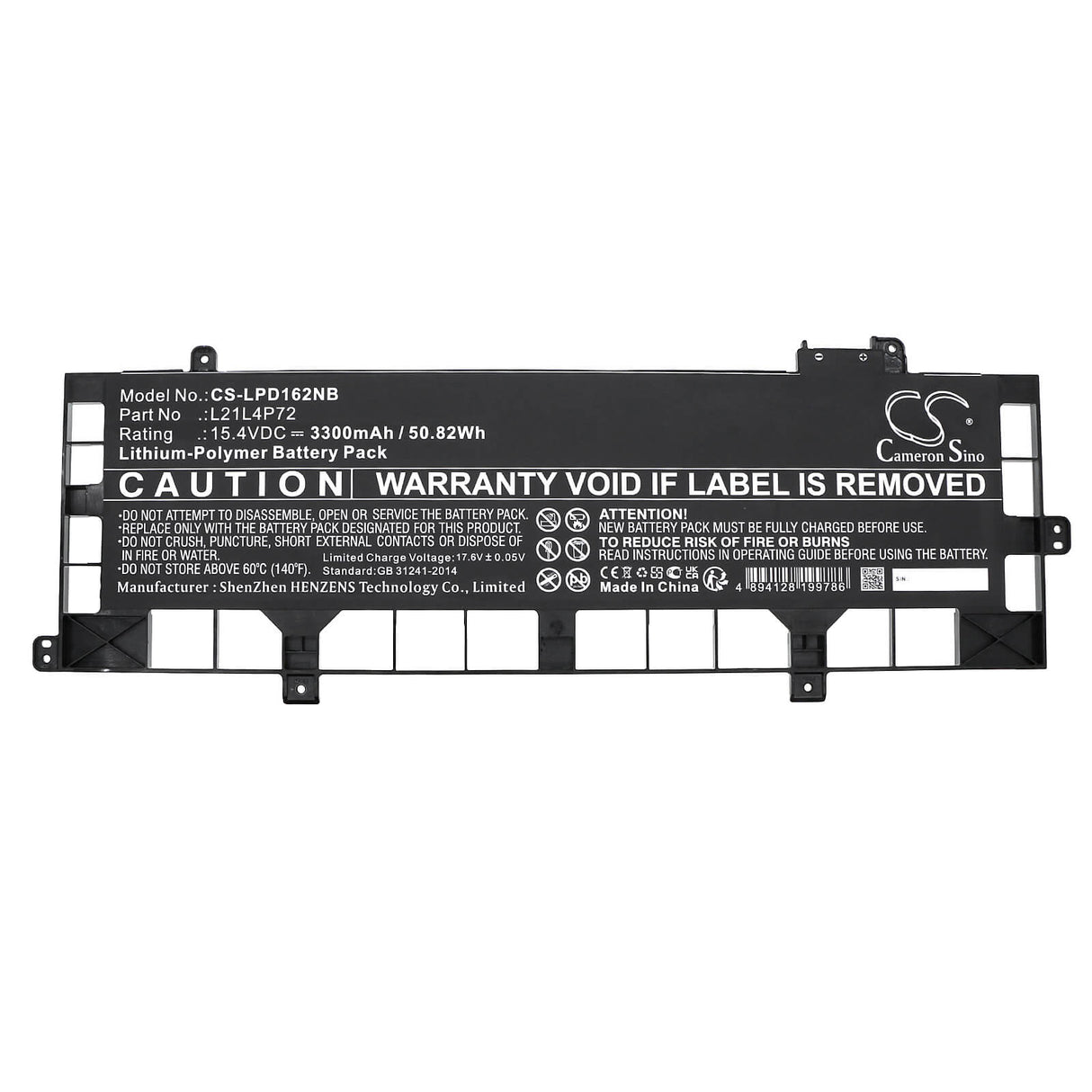 15.4V, Li-Polymer, 3300mAh, Notebook Battery fits Lenovo, Thinkpad P16s Gen 1(amd)21ck00, Thinkpad P16s Gen 1(amd)21ck00, 50.82Wh Notebook, Laptop Cameron Sino Technology Limited