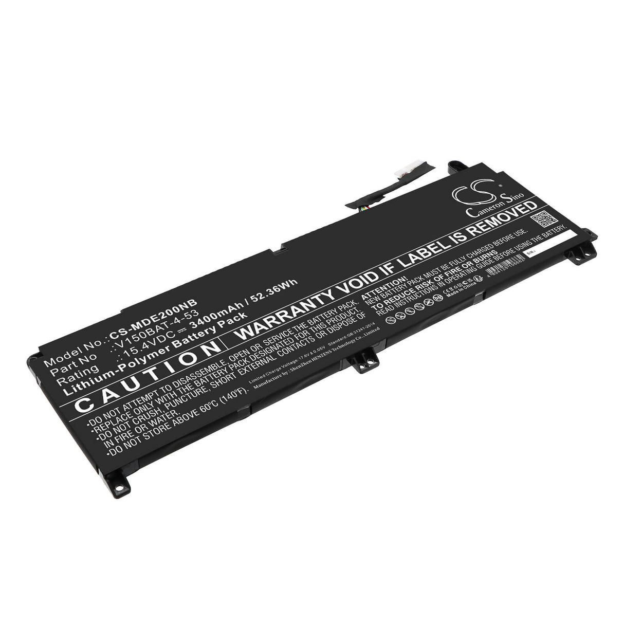 15.4v, Li-polymer, 3400mah, Battery Fits Colorful, P16 23, 52.36wh Notebook, Laptop Cameron Sino Technology Limited