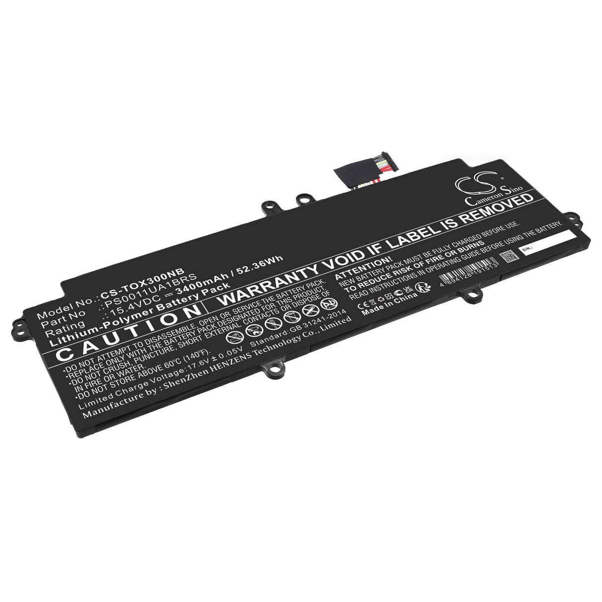15.4v, Li-polymer, 3400mah, Battery Fits Dynabook, Portege X30l-j, Portege X30l-j Pcr10a-009003, 52.36wh Notebook, Laptop Cameron Sino Technology Limited