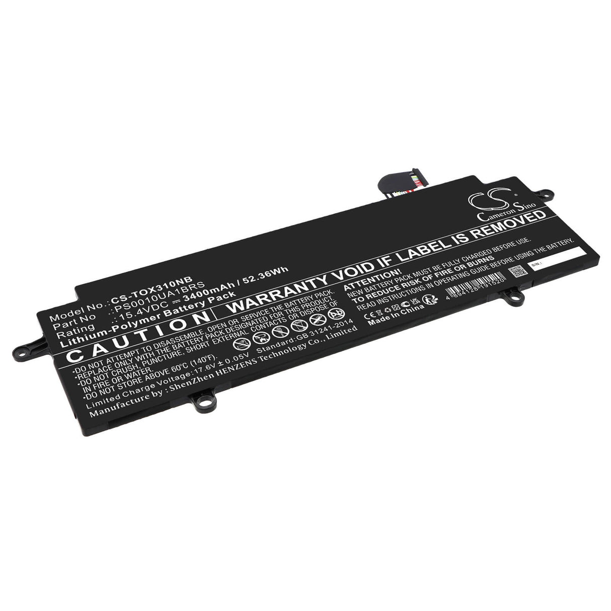 15.4v, Li-polymer, 3400mah, Battery Fits Dynabook, Portege X30w-j-02f, Portege X30w-j-061, 52.36wh Notebook, Laptop Cameron Sino Technology Limited