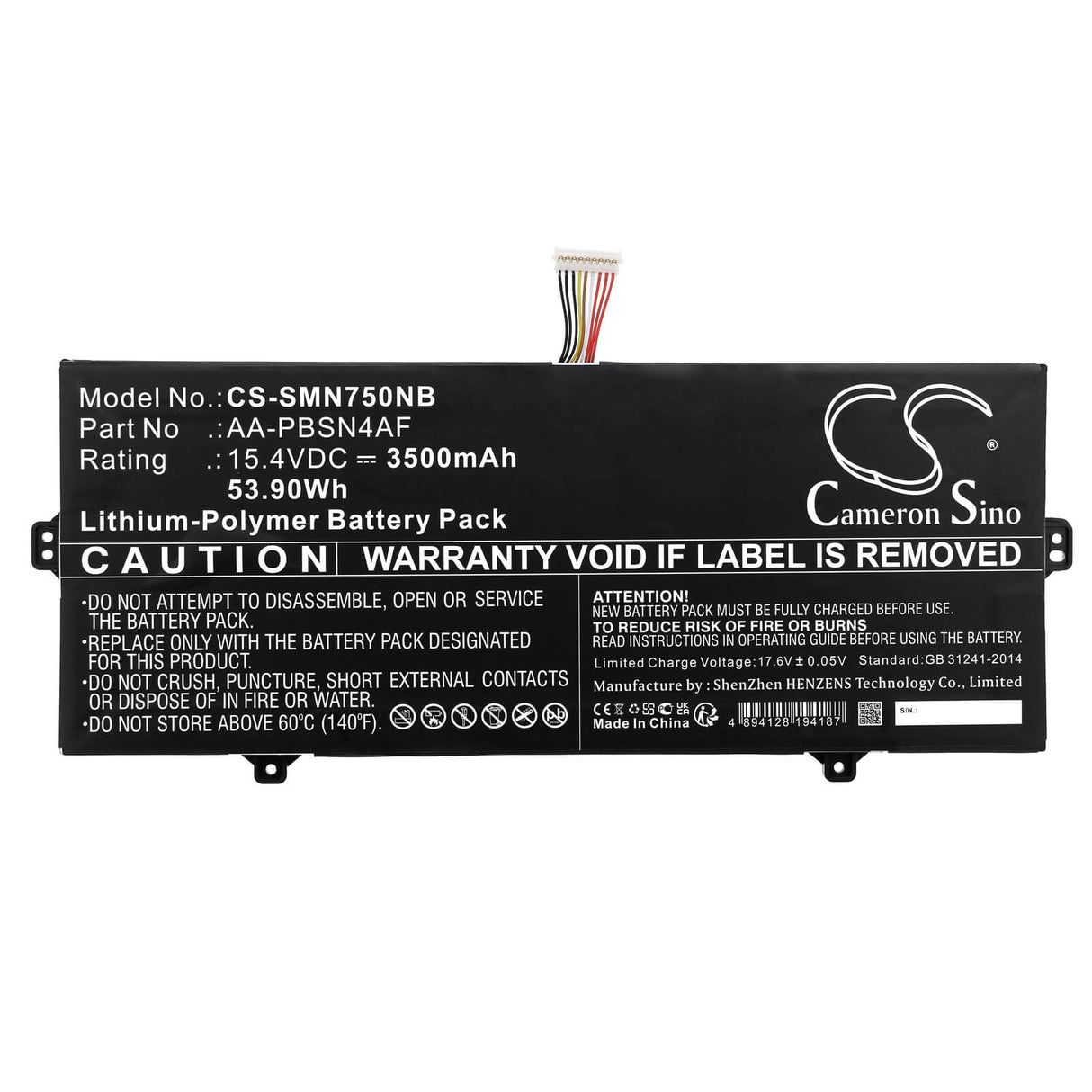 15.4v, Li-polymer, 3500mah, Battery Fits Samsung, Galaxy Book Flex Alpha Np730qc, 53.90wh Notebook, Laptop Cameron Sino Technology Limited