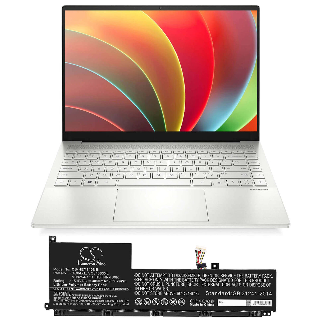 15.4v, Li-polymer, 3850mah, Battery Fit's Hp, Envy 14-eb0000nf, Envy 14-eb0006nj, Envy 14-eb0008np, 59.29wh Notebook, Laptop Cameron Sino Technology Limited