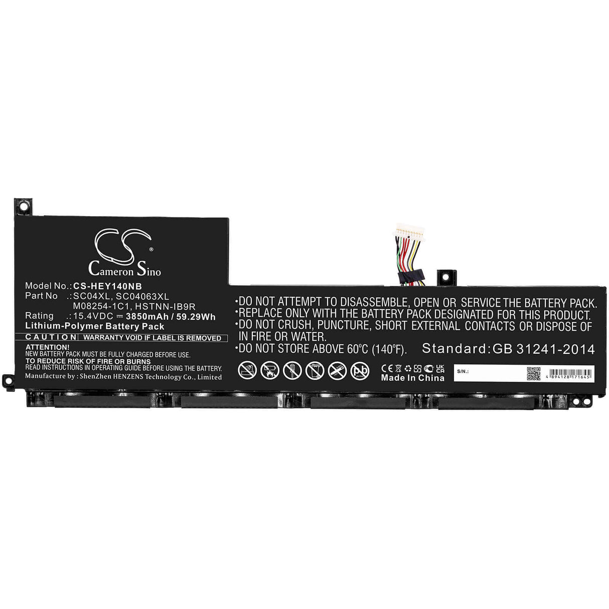 15.4v, Li-polymer, 3850mah, Battery Fit's Hp, Envy 14-eb0000nf, Envy 14-eb0006nj, Envy 14-eb0008np, 59.29wh Notebook, Laptop Cameron Sino Technology Limited