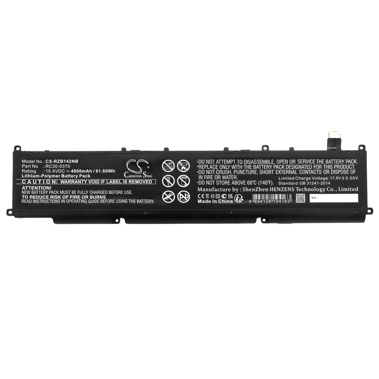 15.4v, Li-polymer, 4000mah, Battery Fits Razer, Blade 14 2021, Blade 14 2022, 61.60wh Notebook, Laptop Cameron Sino Technology Limited