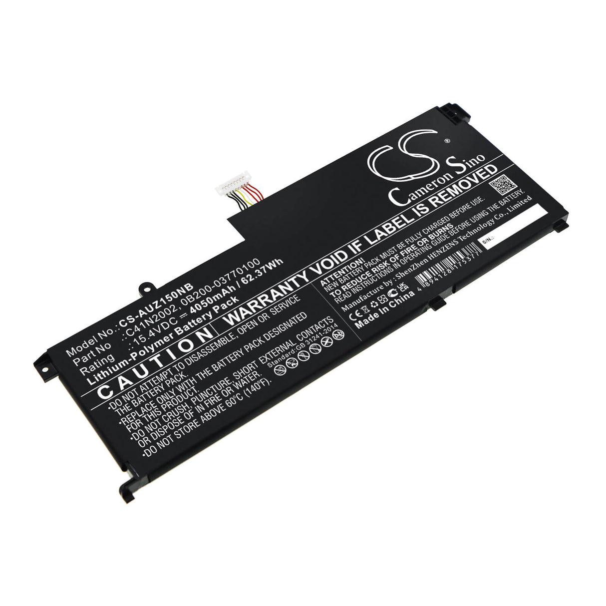 15.4v, Li-polymer, 4050mah, Battery Fits Asus, Ux535lh-bh74, Ux535lh-bn002t, 62.37wh Notebook, Laptop Cameron Sino Technology Limited