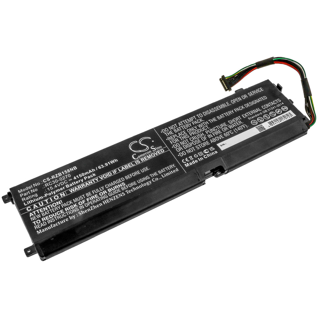15.4v, Li-polymer, 4150mah, Battery Fit's Razer, Blade 15 Base, Blade 15 Base 2018 Gtx 1660 Ti, Blade 15 Base Model, 63.91wh Notebook, Laptop Cameron Sino Technology Limited