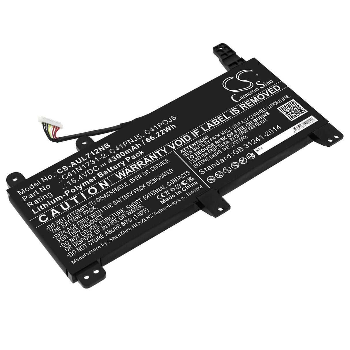 15.4v, Li-polymer, 4300mah, Battery Fits Asus G731gw, Rog Scar Ii Gl504gv-es015t, 66.22wh Notebook, Laptop Cameron Sino Technology Limited