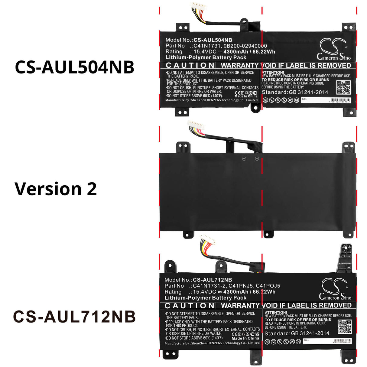 15.4v, Li-polymer, 4300mah, Battery Fits Asus G731gw, Rog Scar Ii Gl504gv-es015t, 66.22wh Notebook, Laptop Cameron Sino Technology Limited