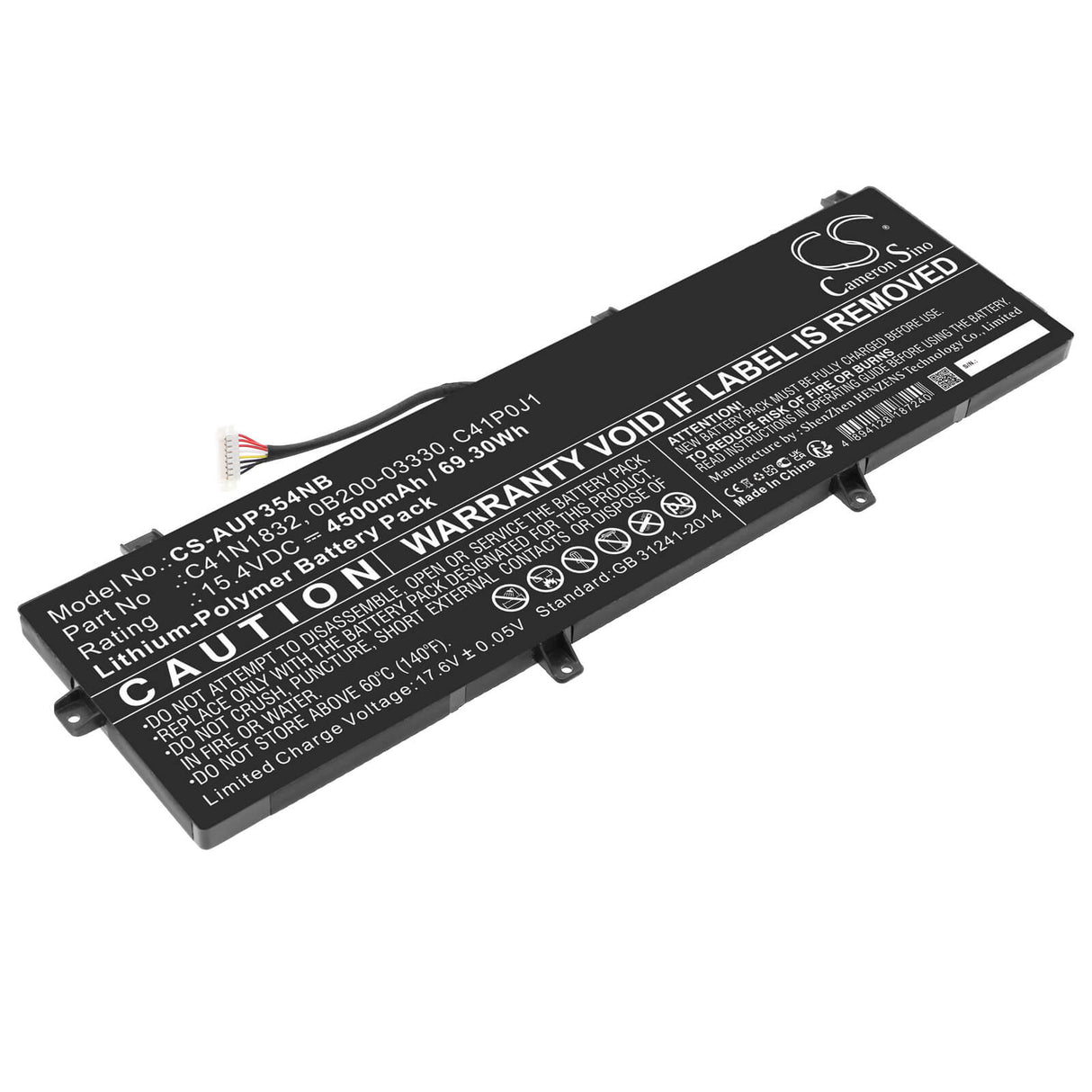 15.4v, Li-polymer, 4500mah, Battery Fits Asus, P3540fb, P3540fb-bq0033, 69.30wh Notebook, Laptop Cameron Sino Technology Limited
