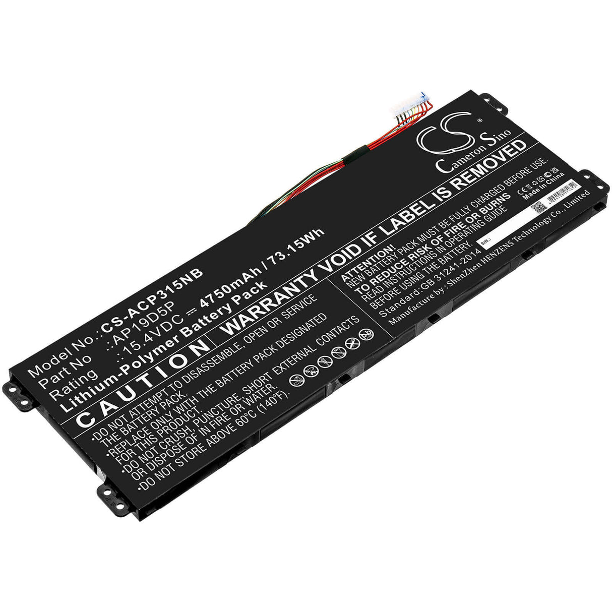 15.4v, Li-polymer, 4750mah, Battery Fit's Acer, Conceptd 3 Cn315-71-72j3, Conceptd 3 Cn315-71-74uw, Conceptd 3 Cn315-72g-50cj, 7 Notebook, Laptop Cameron Sino Technology Limited