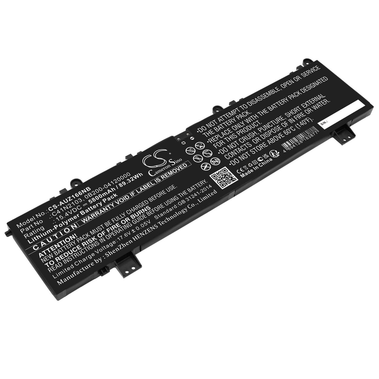 15.4v, Li-polymer, 5800mah, Battery Fits Asus, Asus Nr2202rm, Asus Nr2202rs, 89.32wh Notebook, Laptop Cameron Sino Technology Limited