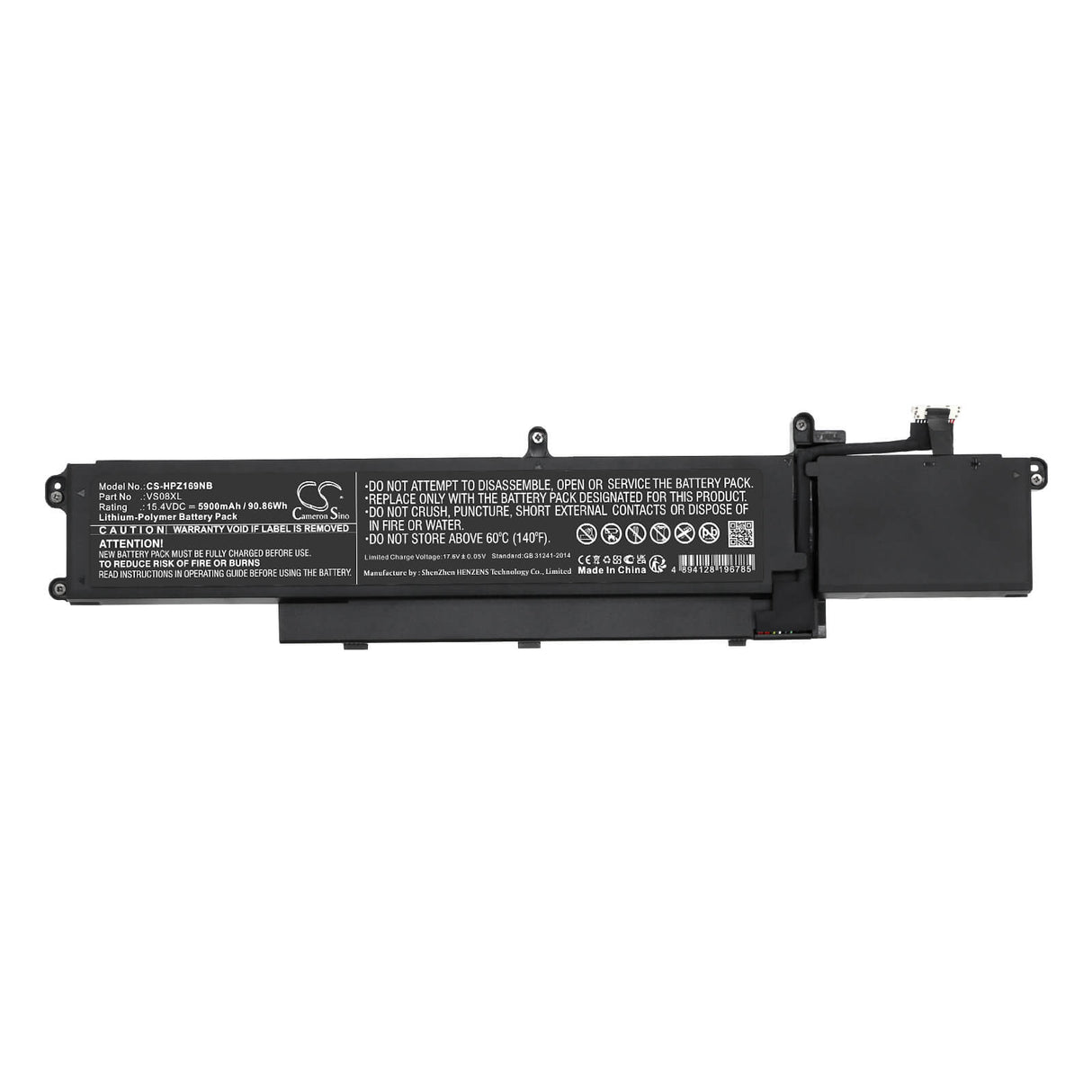 15.4v, Li-polymer, 5900mah, Battery Fits Hp, Zbook Fury 16 G9, Zbook Fury 16 G9 609m3av, 90.86wh Notebook, Laptop Cameron Sino Technology Limited