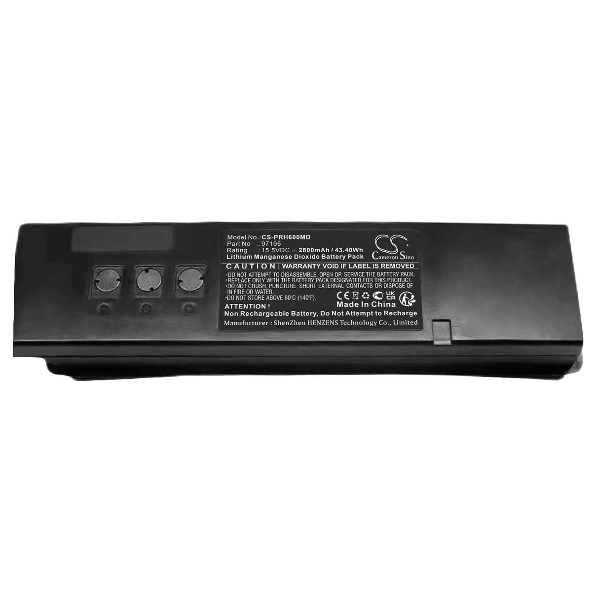 15.5V, Li-MnO2, 2800mAh, Medical battery fits Primedic, 97195, Aed-m, Defimon Xd3, 43.40Wh Medical Cameron Sino Technology Limited (Medical)