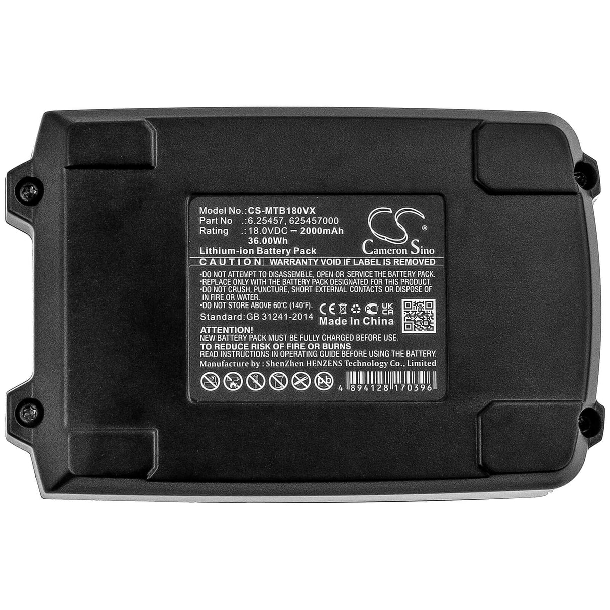 18.0v, 2000mah, Li-ion Power Tools Battery Fit's Metabo, 160-5 18 Ltx Bl Of, Ag 18, 36.00wh Power Tools Cameron Sino Technology Limited (Power Tools)