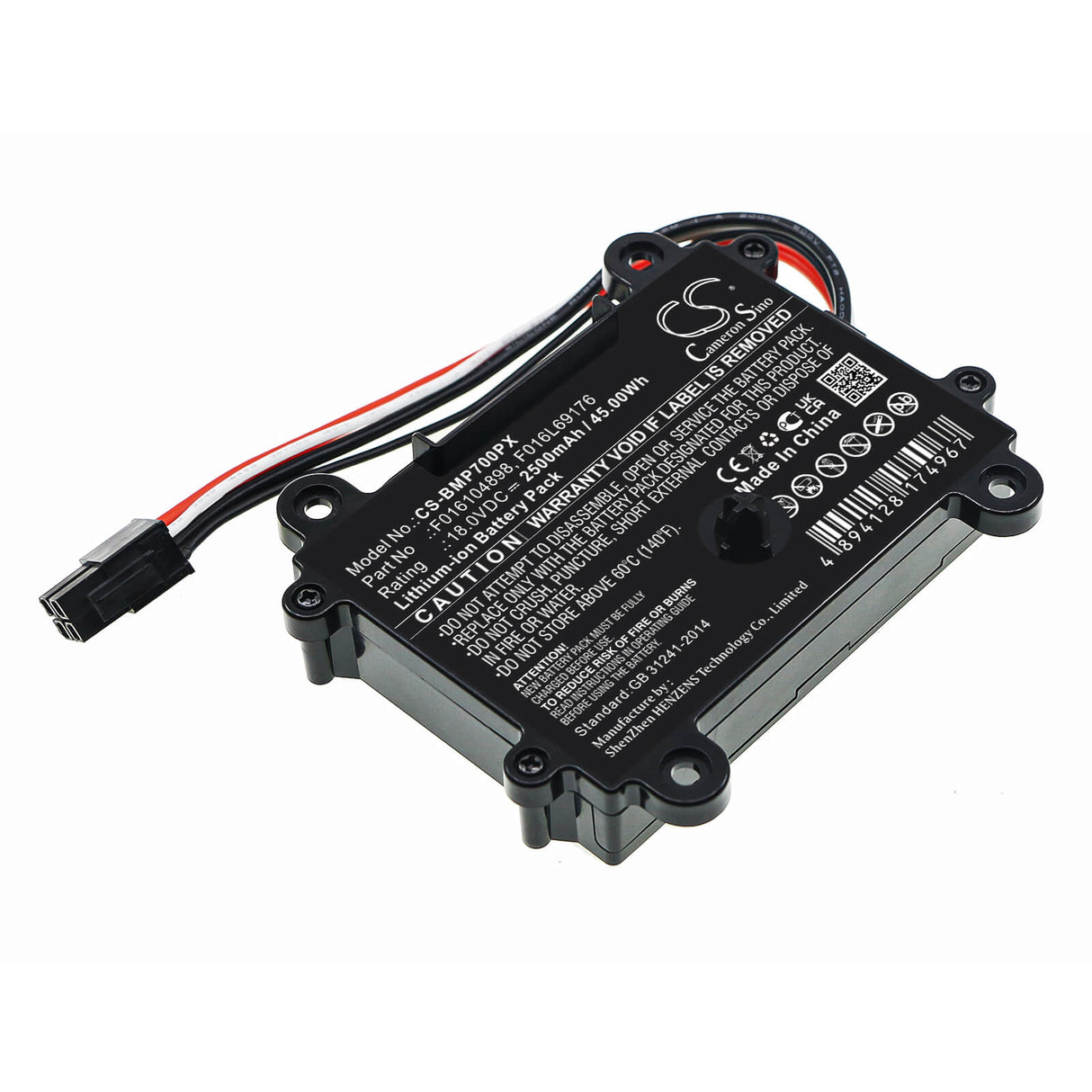 18.0V, Li-ion, 2500mAh, Lawn Mowers battery fits Bosch, F016104898, Indego 350, Indego 400, 45.00Wh Lawn Mowers Cameron Sino Technology Limited