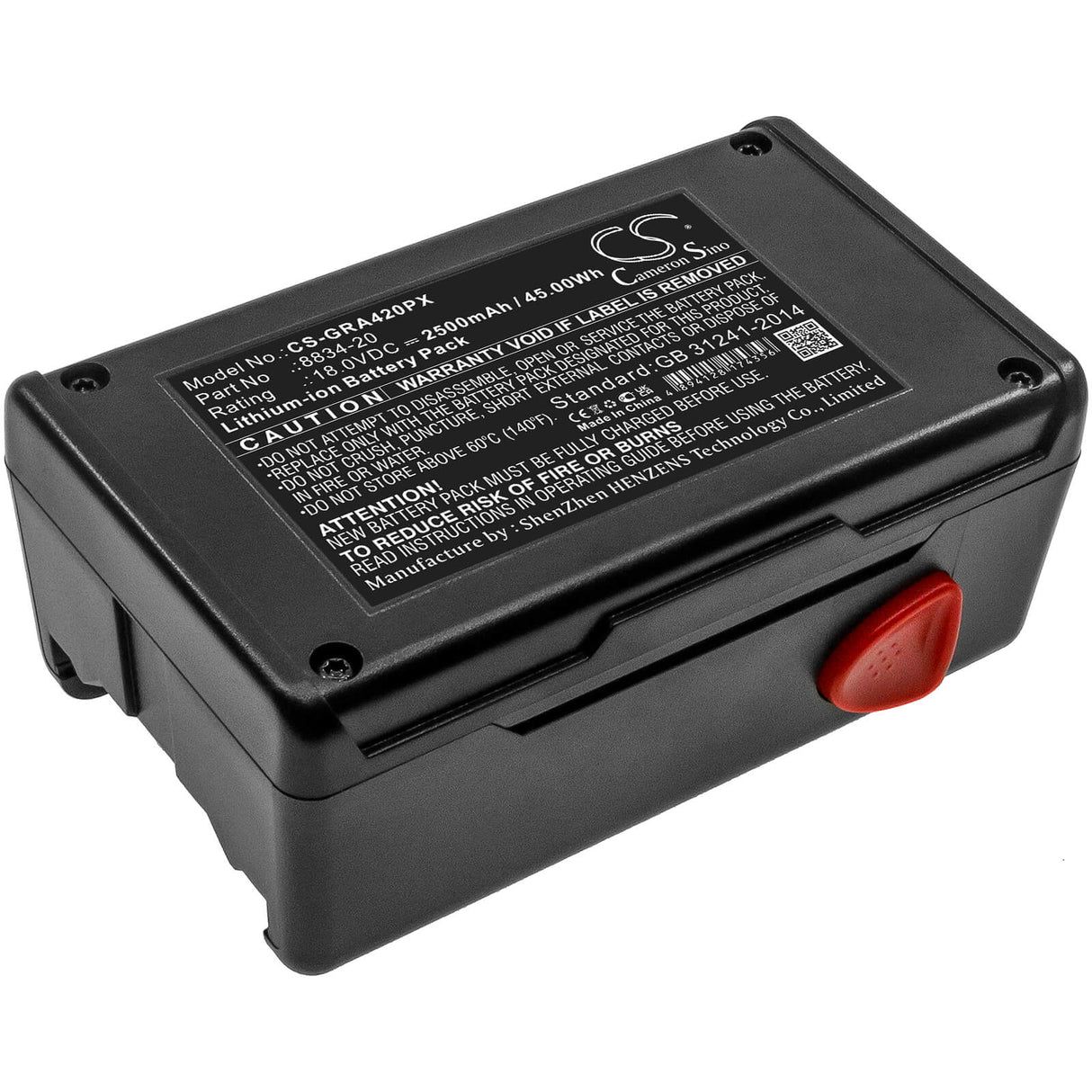 18.0V, Li-ion, 2500mAh, Gardening Tools battery fits Gardena, 8834-20, 648844, 8844-20, 45.00Wh Gardening Tools Cameron Sino Technology Limited (Power Tools)