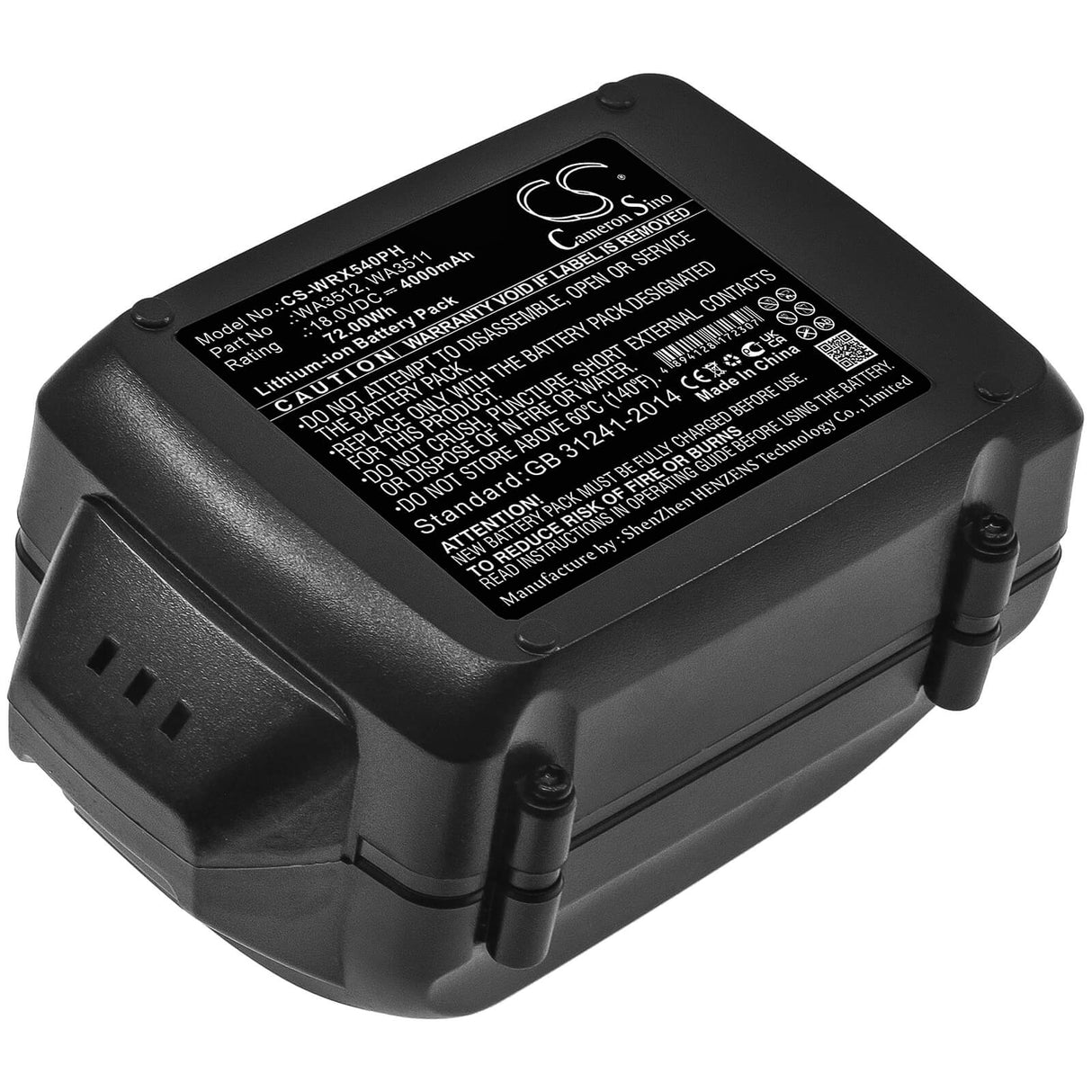 18.0v, 4000mah, Li-ion Power Tools Battery Fit's Worx, Rw9161, Wg150, Wg151, 72.00wh Power Tools Cameron Sino Technology Limited (Power Tools)