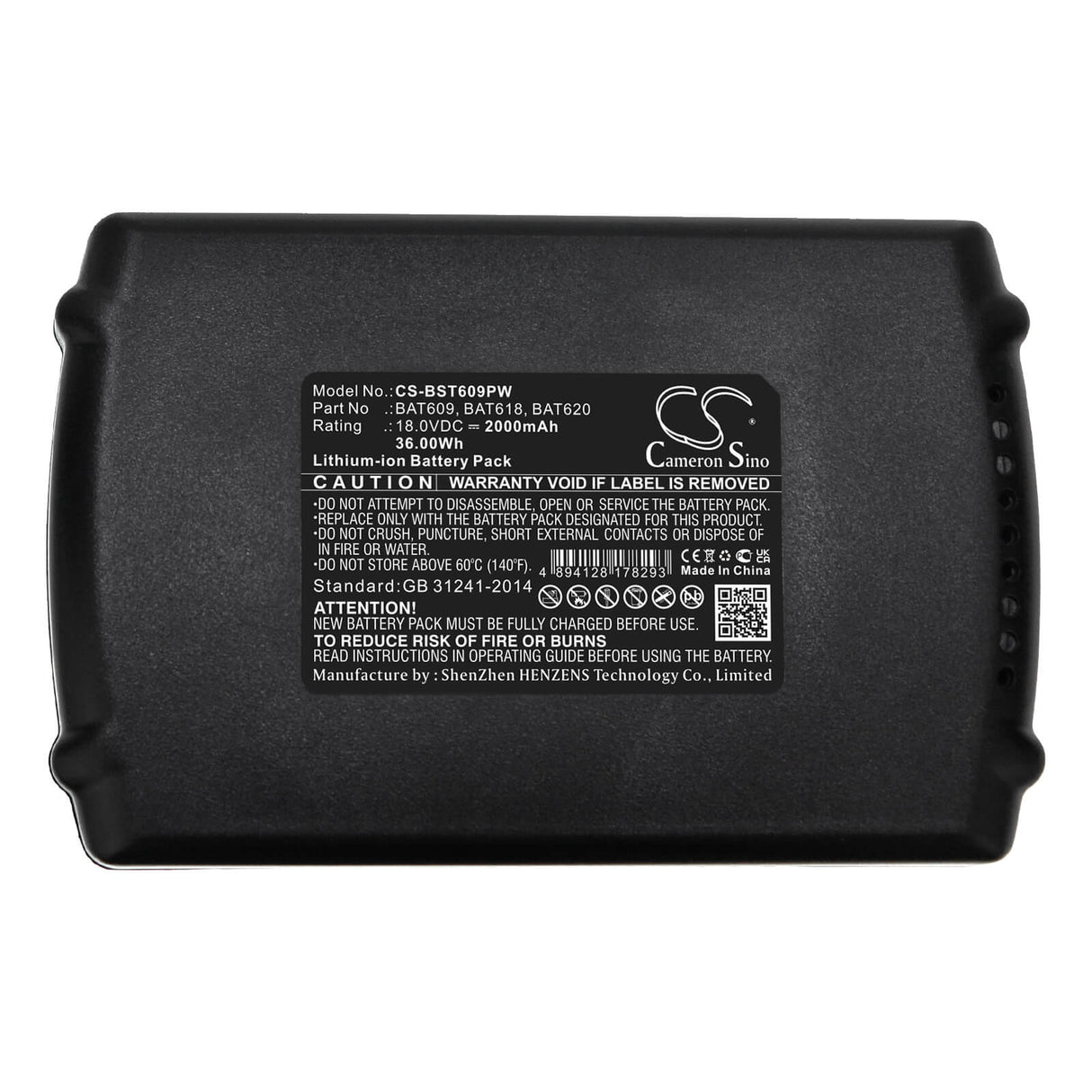 18.0V, Li-ion, 2000mAh, batterie pour outils électriques compatible avec Bosch, 2 607 336 091, 17618, 17618-01, 36Wh Outils électriques Cameron Sino Technology Limited (Outils électriques)