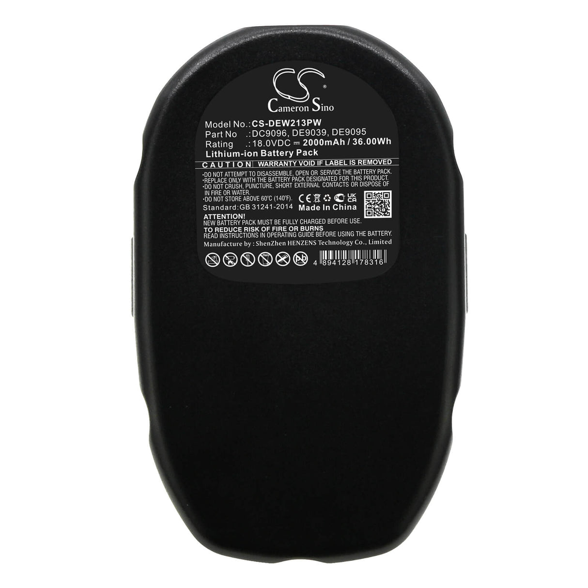 18.0V, Li-ion, 2000mAh, Power Tools battery fits Dewalt, Dc9096, Dc020, Dc212, 36Wh Power Tools Cameron Sino Technology Limited (Power Tools)