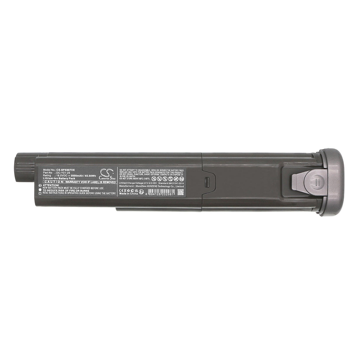 18.0V, Li-ion, 2500mAh, Vacuum battery fits Supro, Vcs66-x7, Xc03s57, 45.00Wh Vacuum Cameron Sino Technology Limited