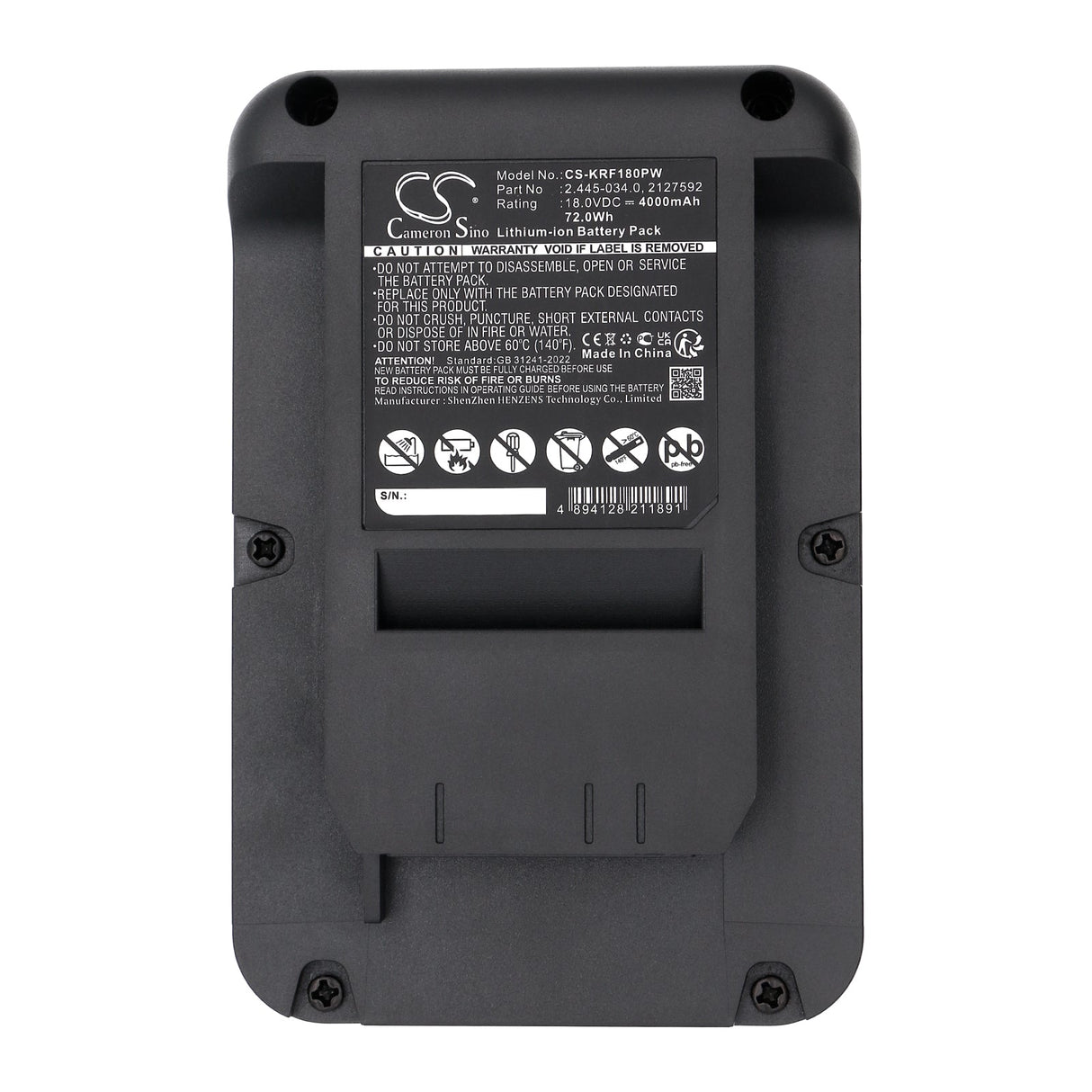 18.0V, Li-ion, 4000mAh, Gardening Tools battery fits Karcher, 14442420, 18-36 Cordless 18v Push Lawnmo, 72.0Wh Gardening Tools Cameron Sino Technology Limited (Power Tools)