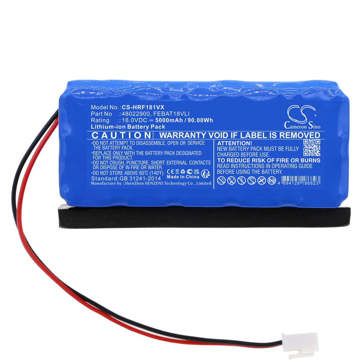 18.0V, Li-ion, 5000mAh, Vacuum battery fits Hoover, Fe18ali, Fe18ali 011, 90.00Wh Vacuum Cameron Sino Technology Limited