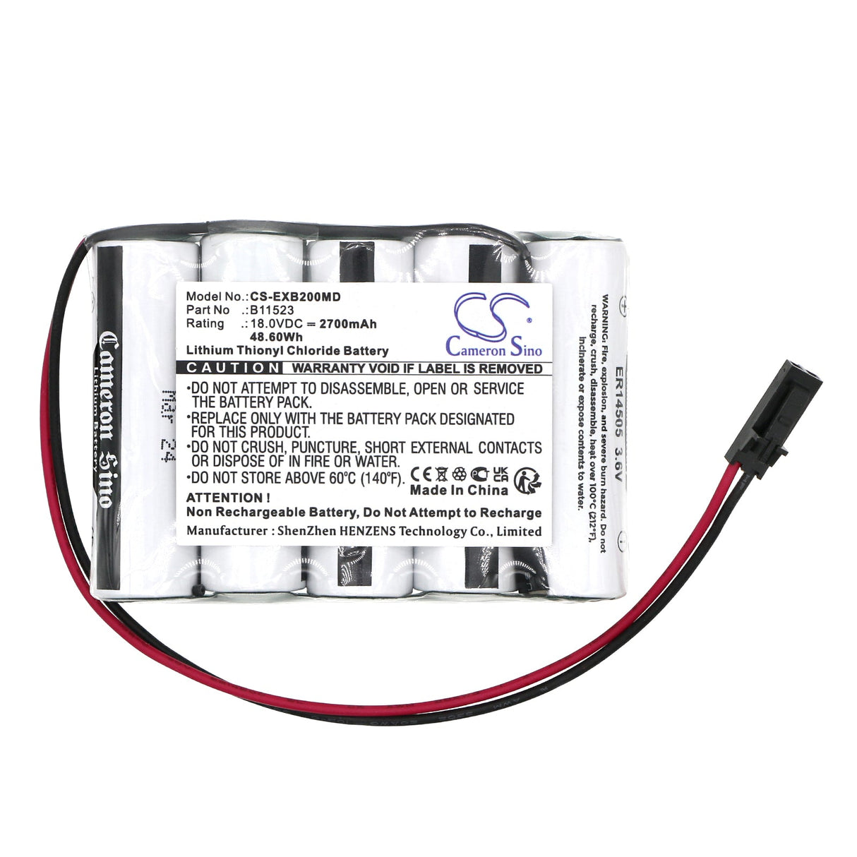 18.0V, Li-SOCl2, 2700mAh, Batterie médicale compatible avec Exogen, 81001906, 2000+, 4000+, 48.60Wh Médical Cameron Sino Technology Limited (Médical)