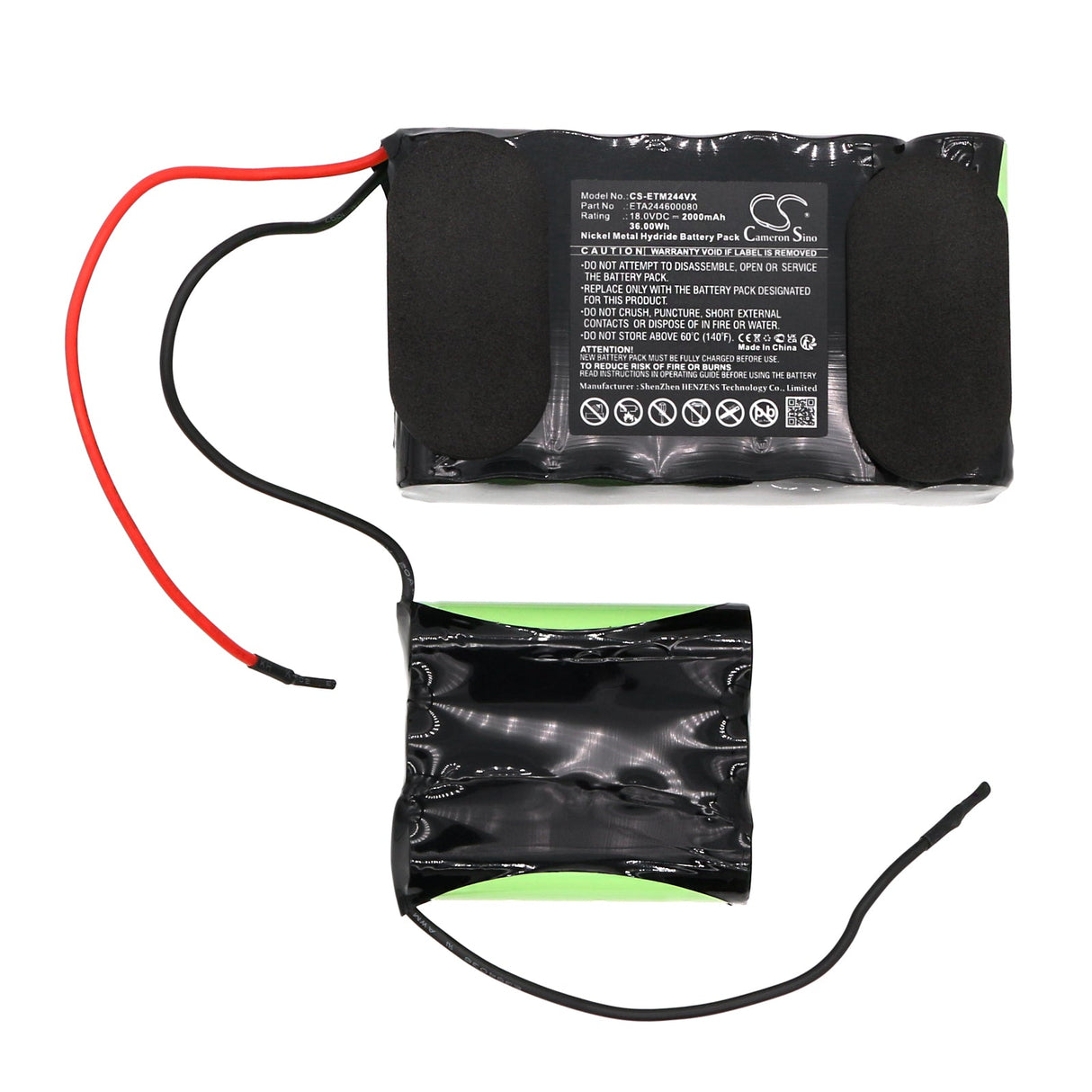 18.0v, Ni-mh, 2000mah, Vacuum battery Fits ETA 2446, 2446 90000, 36.00wh Vacuum Cameron Sino Technology Limited