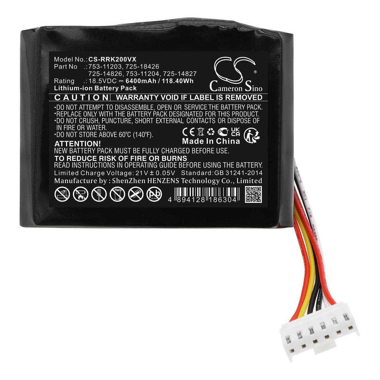18.5V, Li-ion, 6400mAh, Lawn Mowers battery fits Cubcadet, Robomow, 725-14826, Xr5 1000, Xr5 1000 2021, 118.40Wh Lawn Mowers Cameron Sino Technology Limited (Dangerous Goods)