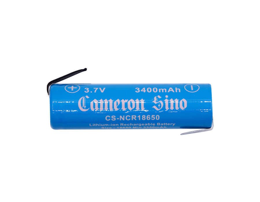 18650 Lithium Ion Battery For pack building, 2pcs per Pack With reverse solder tabs 3.7v, 3400mah - 12.58wh 18650 Cameron Sino Technology Limited