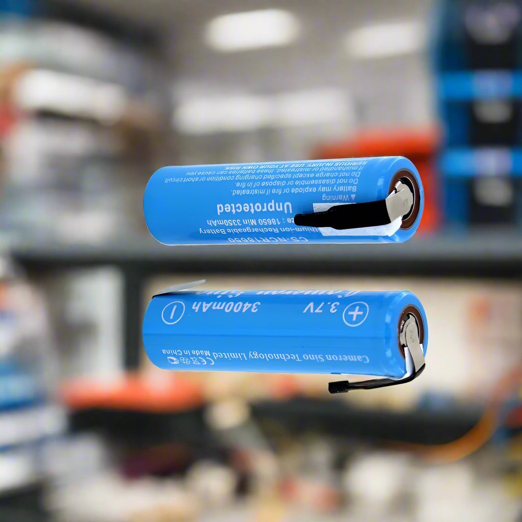 18650 Lithium Ion Battery For pack building, 2pcs per Pack With reverse solder tabs 3.7v, 3400mah - 12.58wh 18650 Cameron Sino Technology Limited