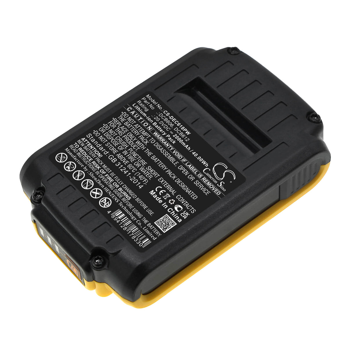 20.0V, Li-ion, 2000mAh, Power Tools battery fits Dewalt, Dcb102, 120v Max, 12v Max Li-ion, 40Wh Power Tools Cameron Sino Technology Limited (Power Tools)