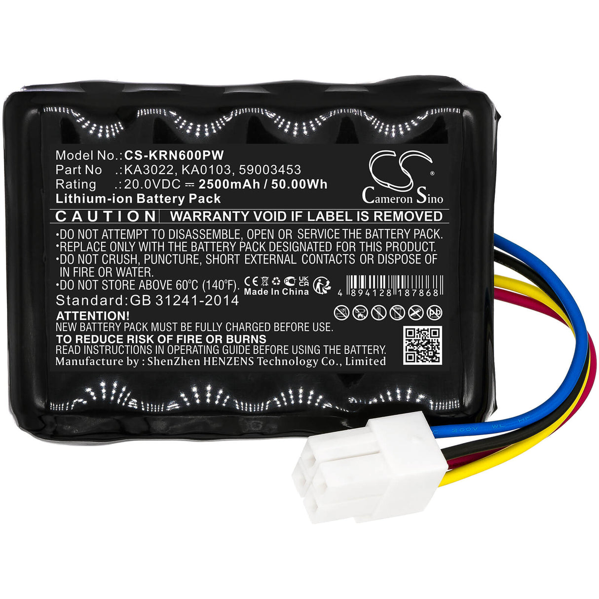 20.0V, Li-ion, 2500mAh, Lawn Mowers battery fits Kress, 59003453, Mission, Mission Kr100 Nano, 50.00Wh Lawn Mowers Cameron Sino Technology Limited