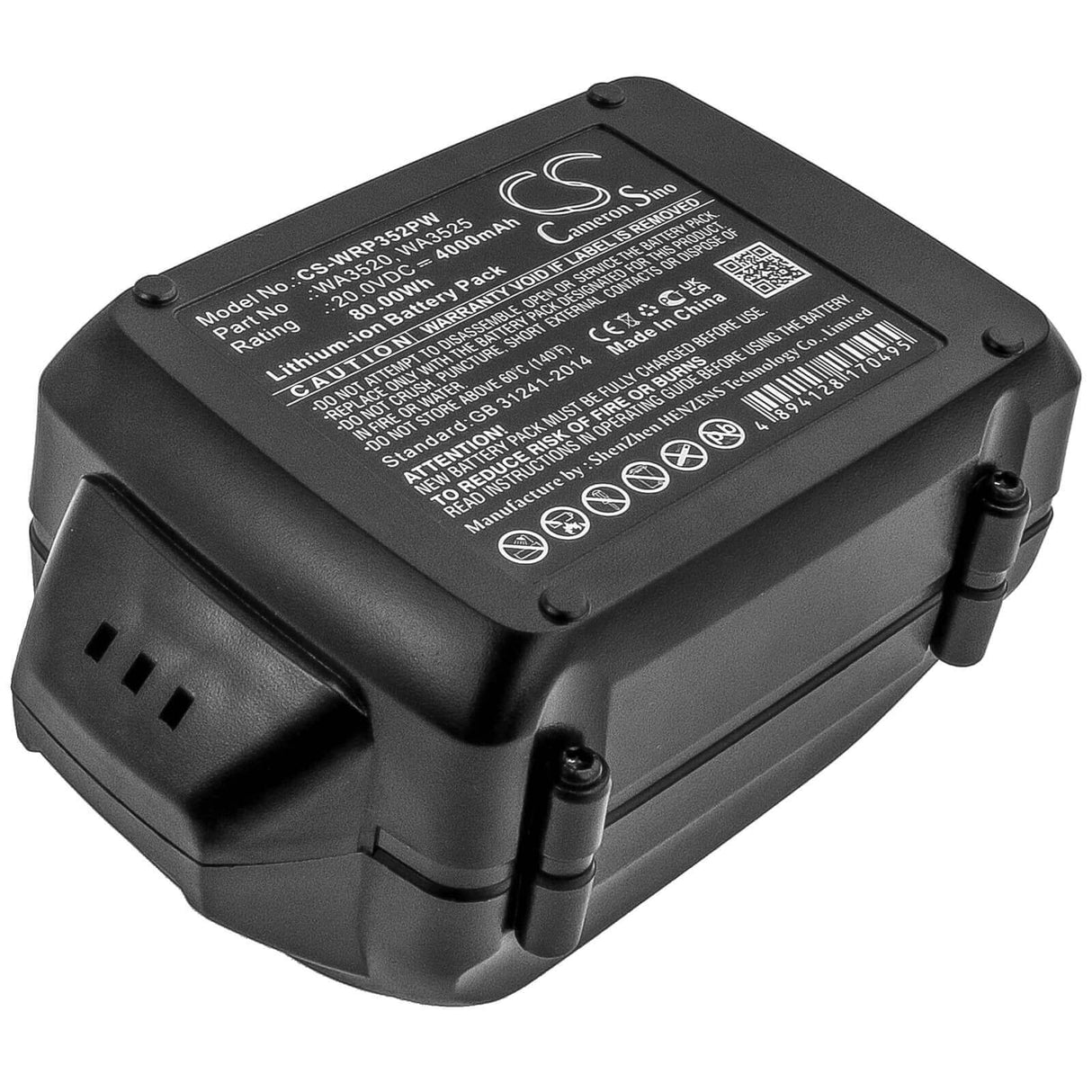 20.0V, Li-ion, 4000mAh, Power Tools battery fits Worx, Wa3012, 20v 1/2" Cordless Drill/driver, 20v 10" Cordless Chainsaw And, 80Wh Power Tools Cameron Sino Technology Limited (Power Tools)