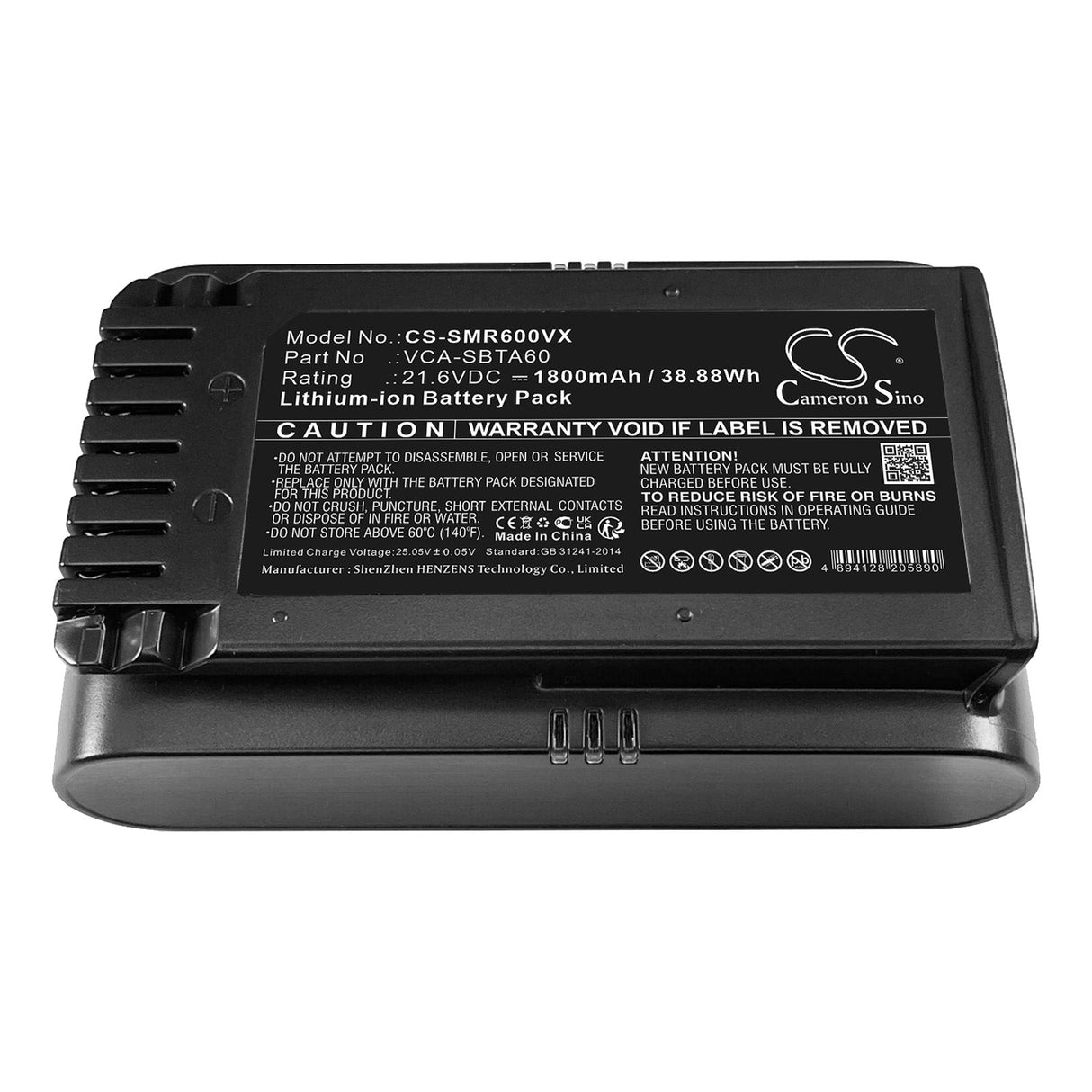 21.6V, Li-ion, 1800mAh Vacuum Battery fits Samsung, Jet 60, Jet 70, 38.88Wh Vacuum Cameron Sino Technology Limited