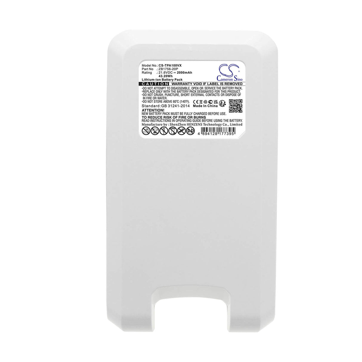21.6v, Li-ion, 2000mah, Battery Fits Tineco, A10 Hero, A10 Master, 43.20wh Batteries for Electronics Cameron Sino Technology Limited (Suspended)