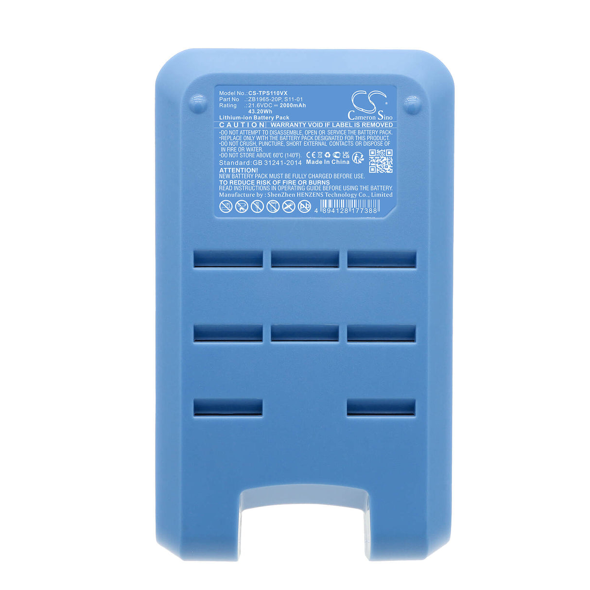 21.6V, Li-ion, 2000mAh, Vacuum battery fits Tineco, A11, Pure One S11, 43.2Wh Vacuum Cameron Sino Technology Limited
