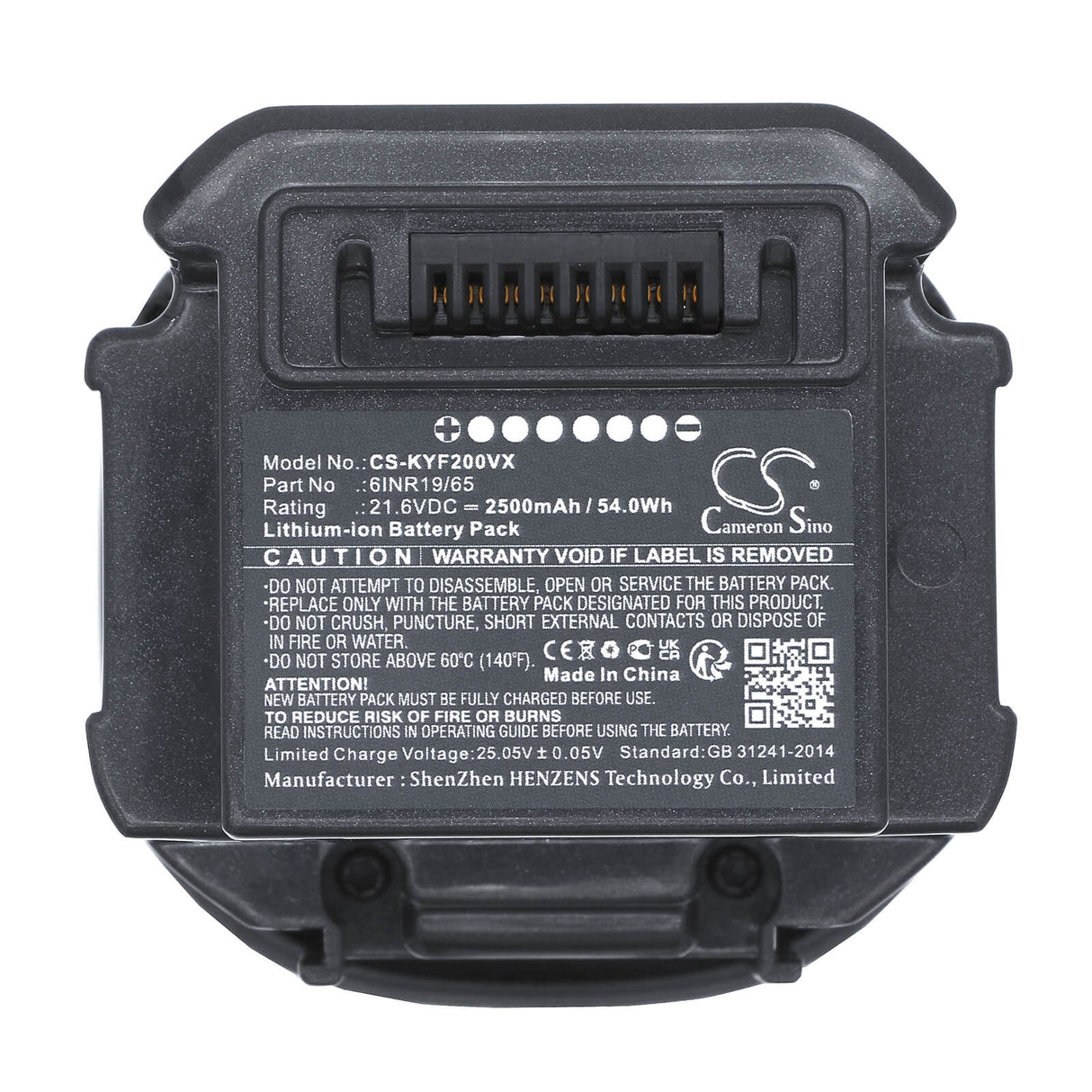 21.6V, Li-ion, 2500mAh, Vacuum battery fits Kyvol, Flutevac V20 Vacuum Cleaner, 54.0Wh Vacuum Cameron Sino Technology Limited