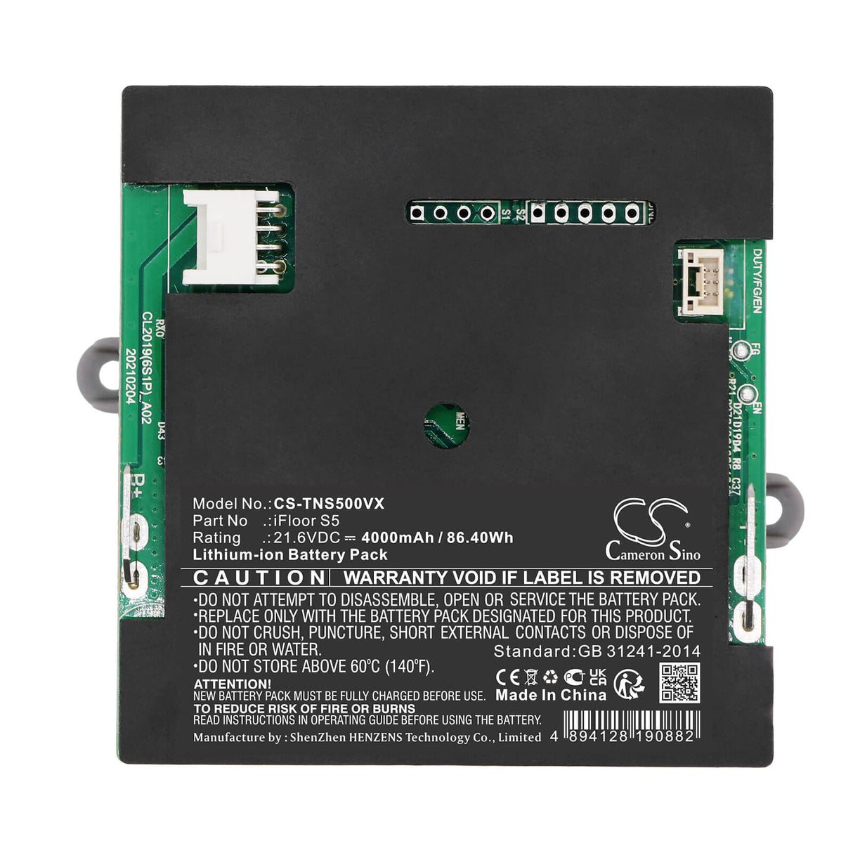 21.6v, Li-ion, 4000mah, Vacuum battery Fits Tineco, Fw200100cn, Ifloor S5, 86.40wh Vacuum Cameron Sino Technology Limited