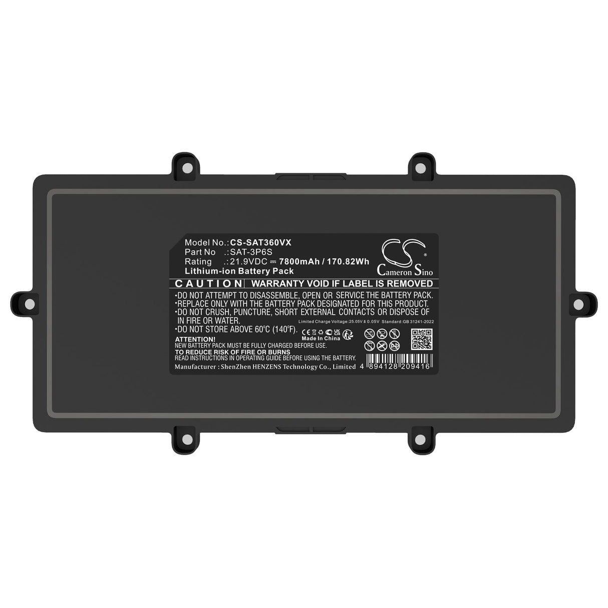 21.9V, Li-ion, 7800mAh, Vacuum battery fits Seauto, Sat-3p6s, Smart Robotic Pool Cleaner, 170.82Wh Vacuum Cameron Sino Technology Limited (Dangerous Goods)