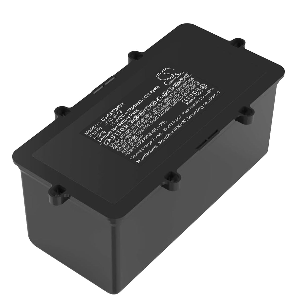 21.9V, Li-ion, 7800mAh, Vacuum battery fits Seauto, Sat-3p6s, Smart Robotic Pool Cleaner, 170.82Wh Vacuum Cameron Sino Technology Limited (Dangerous Goods)