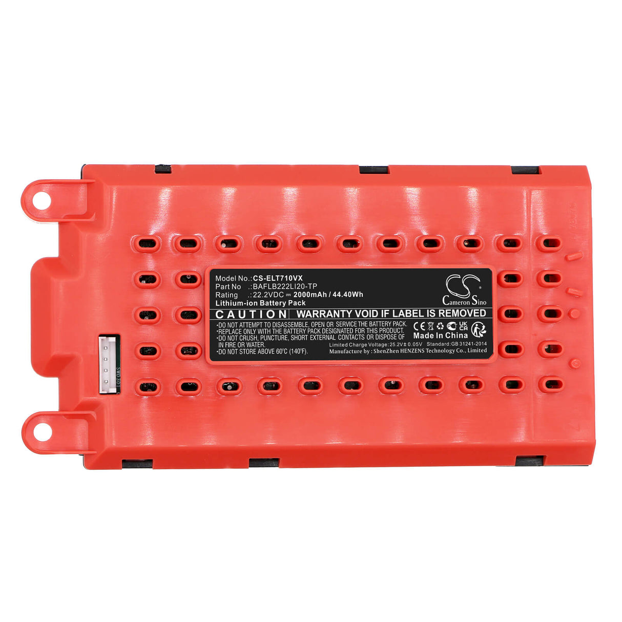 22.2V, Li-ion, 2500mAh, Vacuum battery fits Electrolux, Well Q7, Wq7, Wq71-50ib (90027755700), 55.5Wh Vacuum Cameron Sino Technology Limited