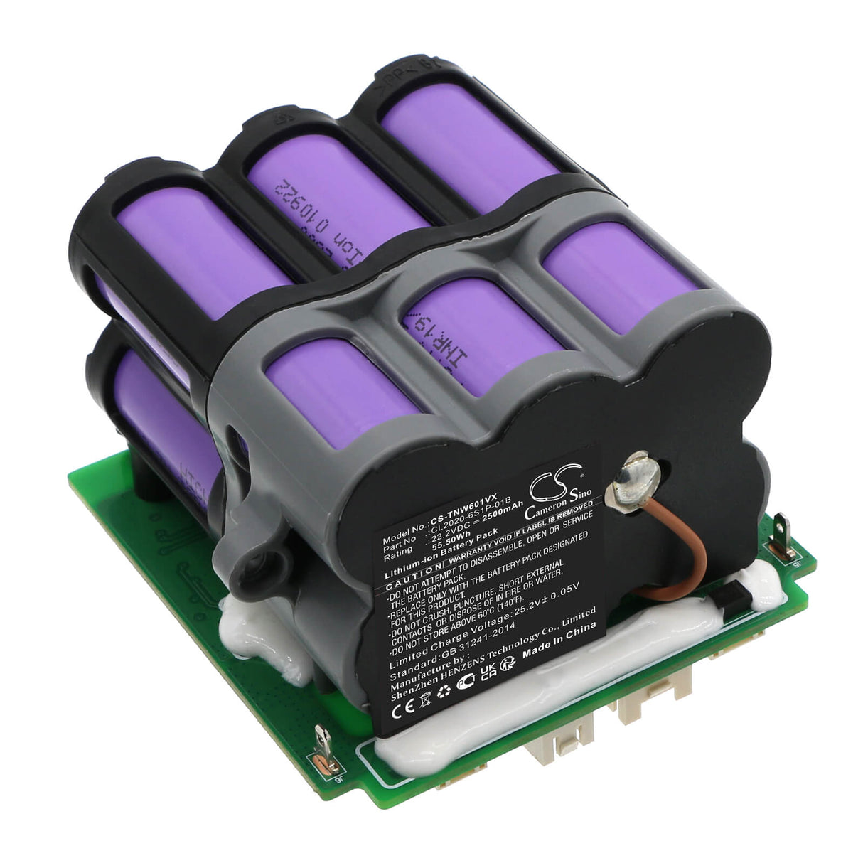22.2V, Li-ion, 2500mAh, Vacuum battery fits Tineco, Ifloor 2.0 Slim, Ifloor S5 Fw150100eu, 55.5Wh Vacuum Cameron Sino Technology Limited