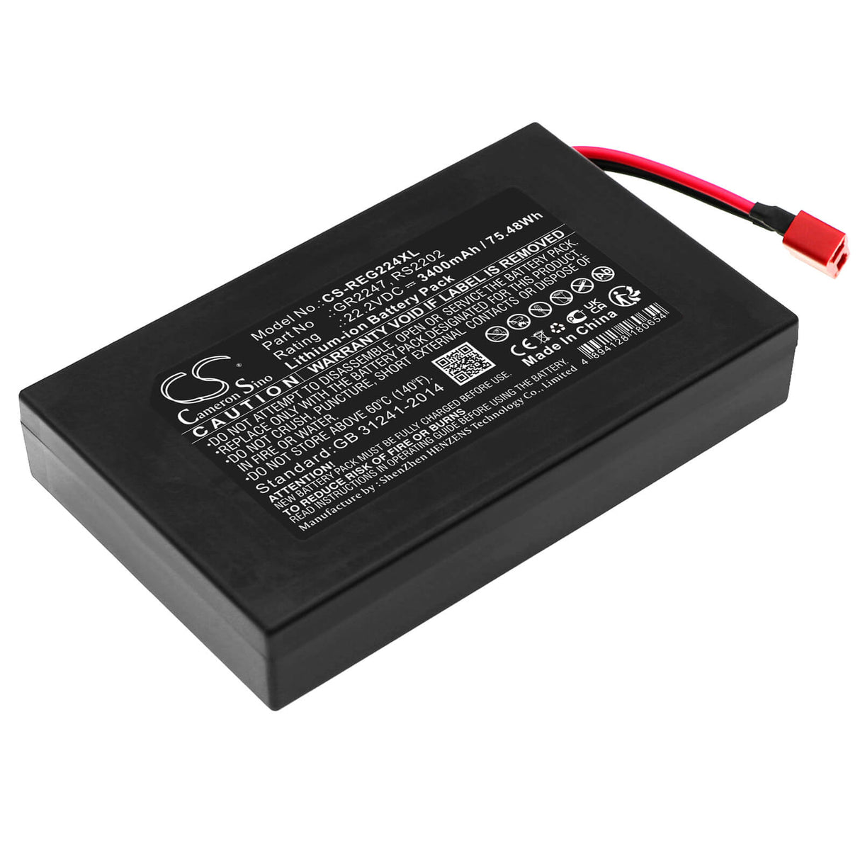 22.2V, Li-ion, 3400mAh, Electric Scooter battery fits Razor, Gr2247, Ripstik Electric Caster Board, 75.48Wh Electric Scooter Cameron Sino Technology Limited