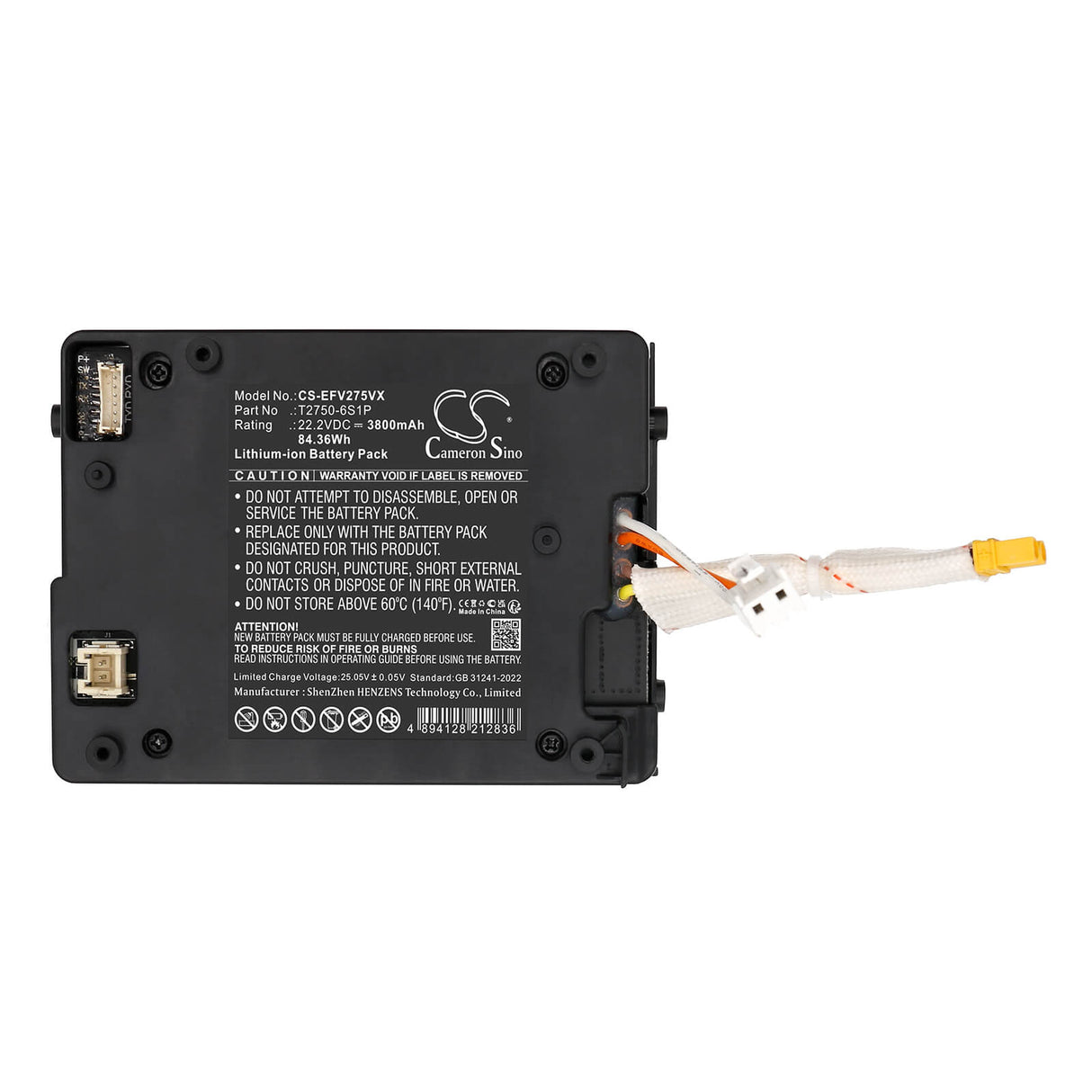 22.2V, Li-ion, 3800mAh, Vacuum battery fits Eufy, Mach V1 T2750 Wet & Dry, T2750g11, 84.36Wh Vacuum Cameron Sino Technology Limited