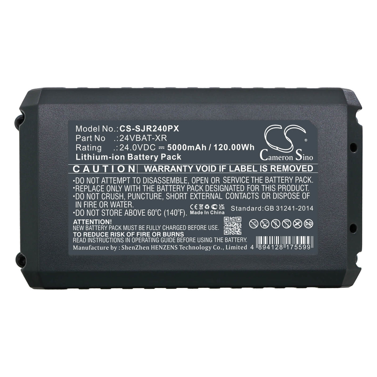24.0V, Li-ion, 5000mAh, Gardening Tools battery fits Snow Joe, 24vbat-xr, 24v-ajc-lte, 24v-jb-lte, 120.00Wh Gardening Tools Cameron Sino Technology Limited (Dangerous Goods)